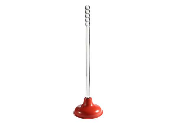 Crystal Plastic Handle Force Cup Plunger 6" Cup ( Red, Blue, Gray, and Green ), 18" Wood Handle